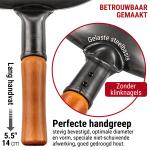 Small Yosukata 36 cm Wok van zwart koolstofstaal  (Ronde bodem, Voorgezouten)